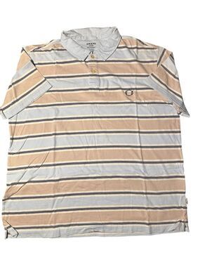 Chaps Men's Polo Shirt in Light Blue and Tan Stripes